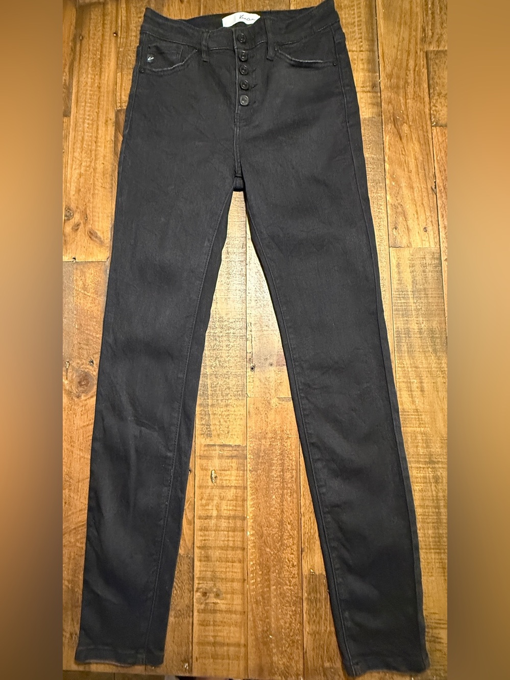 KanCan Women’s Size 7/27 Black High-Rise Button-Fly Skinny Jeans